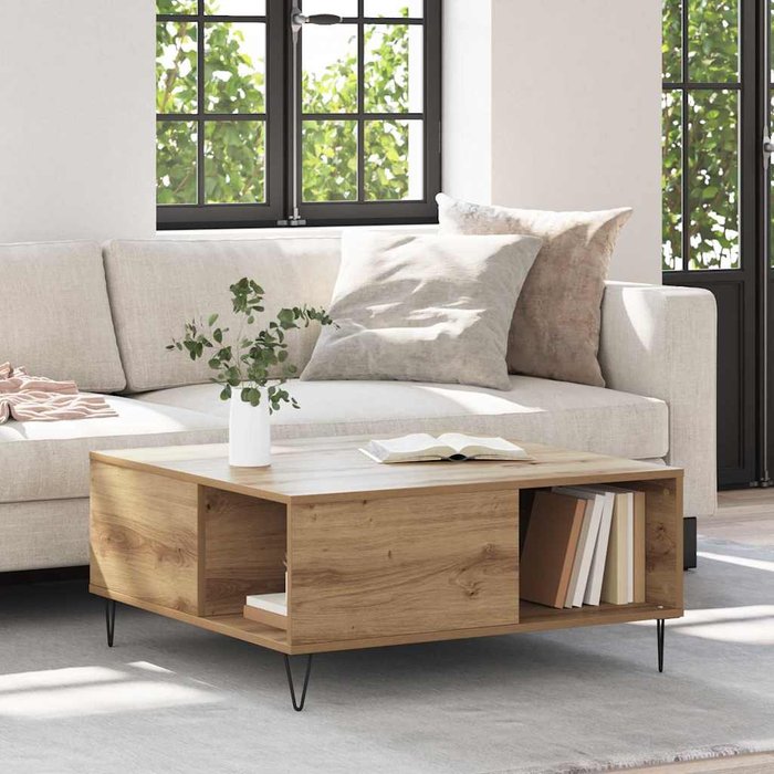 Maison exclusive - mesa de café roble artesanal 80 x 80 x 36,5 cm