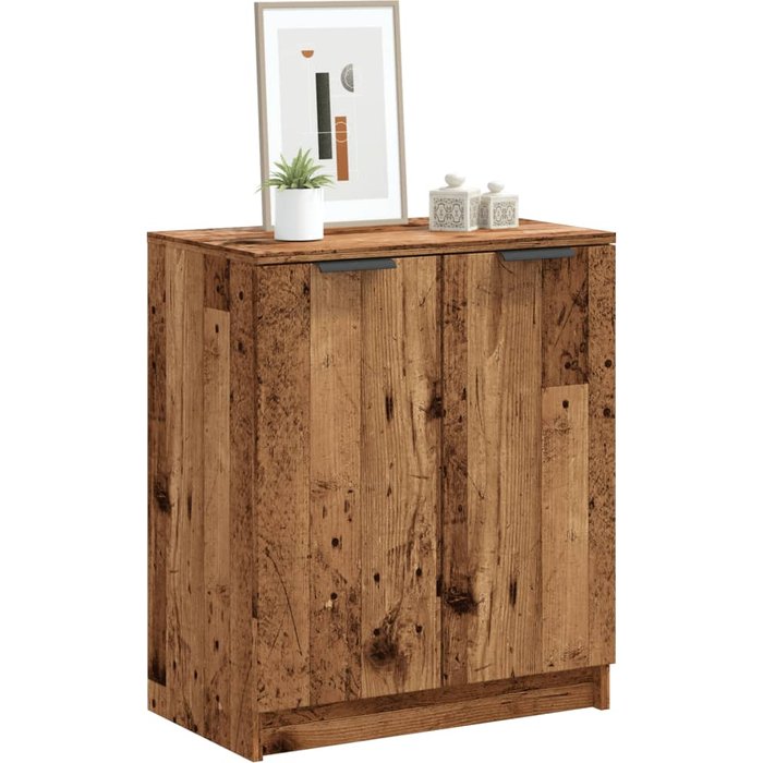 Zapatero de madera envejecida, 59x35x70 cm, madera de ingeniería.