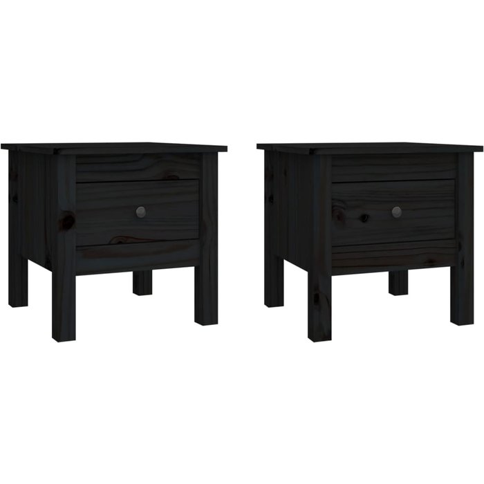Mesa auxiliar 2 uds de madera maciza de pino negro 40x40x39 cm - comfortxl