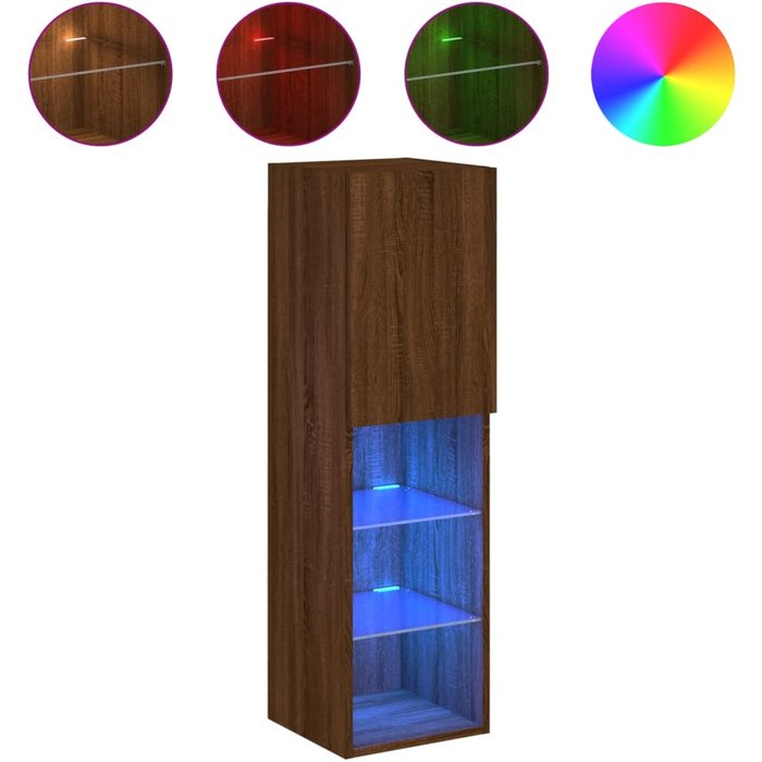 Mueble de tv con luces led en roble marrón 30,5x30x102 cm - comfortxl