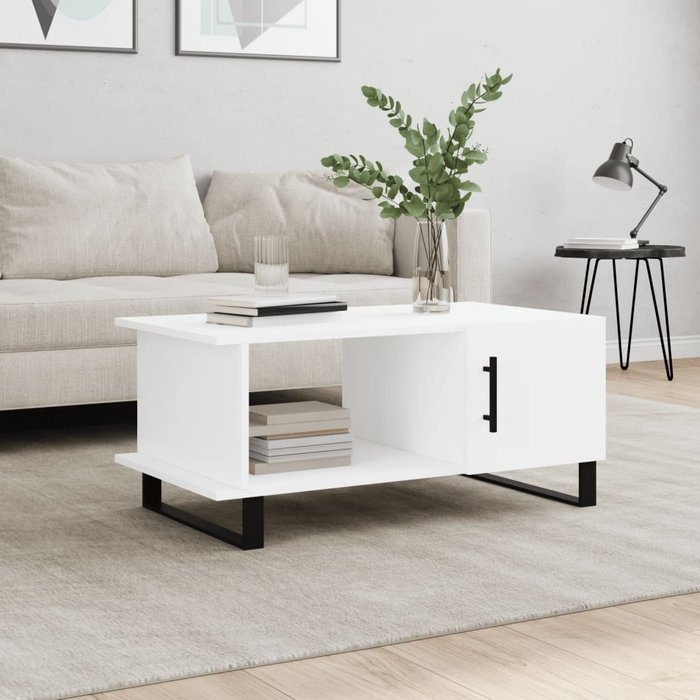 Mesa de centro madera contrachapada blanco 90x50x40 cm vidaxl