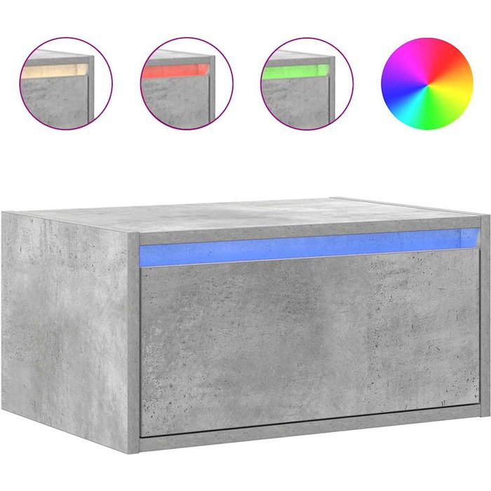 Mesita de noche,mesilla de noche de pared con luces led gris hormigón cfw191156