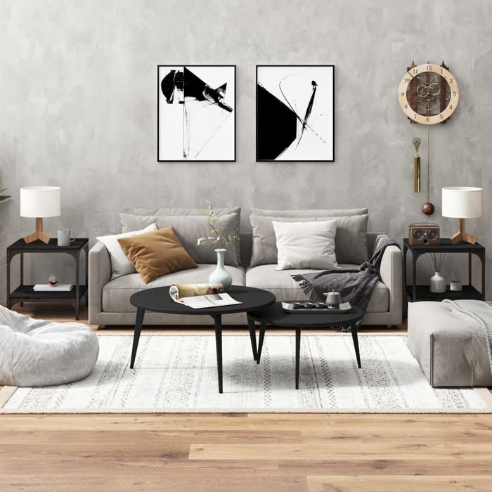 Maison exclusive - mesas auxiliares 2 uds madera contrachapada negro 40x40x40 cm