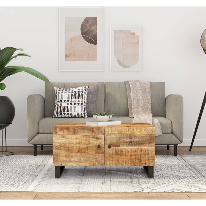 Mesa de centro 80x50x40 cm madera maciza de mango multicapa