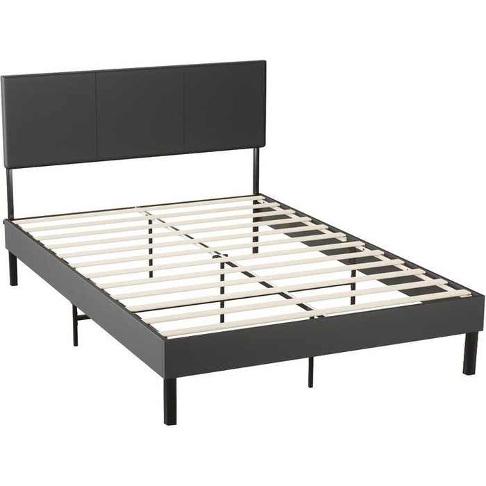 Marco de cama con 140x200cm cabecero imitación cuero negro