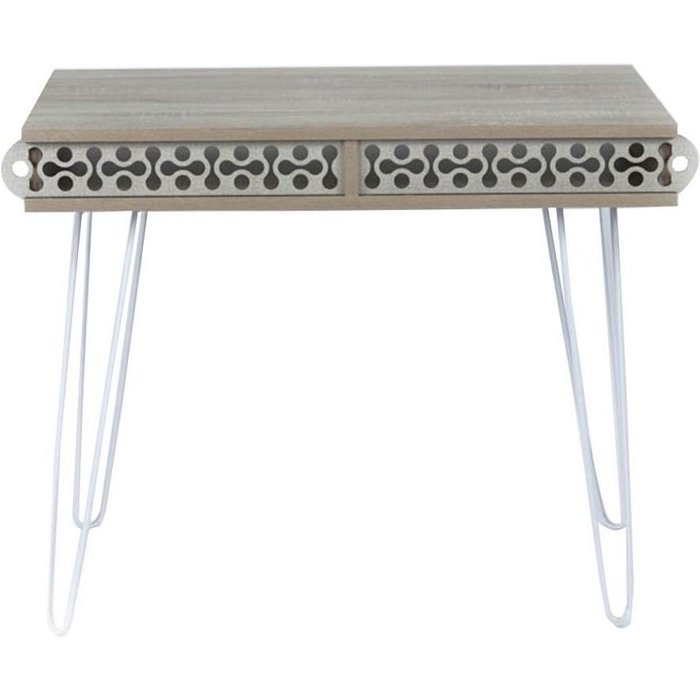 Escritorio ilia con patas de metal blanco y tapa de roble 96x51x75 hmt190642