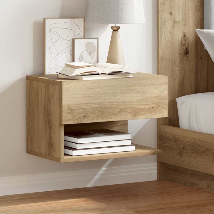 Maison exclusive - mesita de noche de pared 2 unidades roble artisian