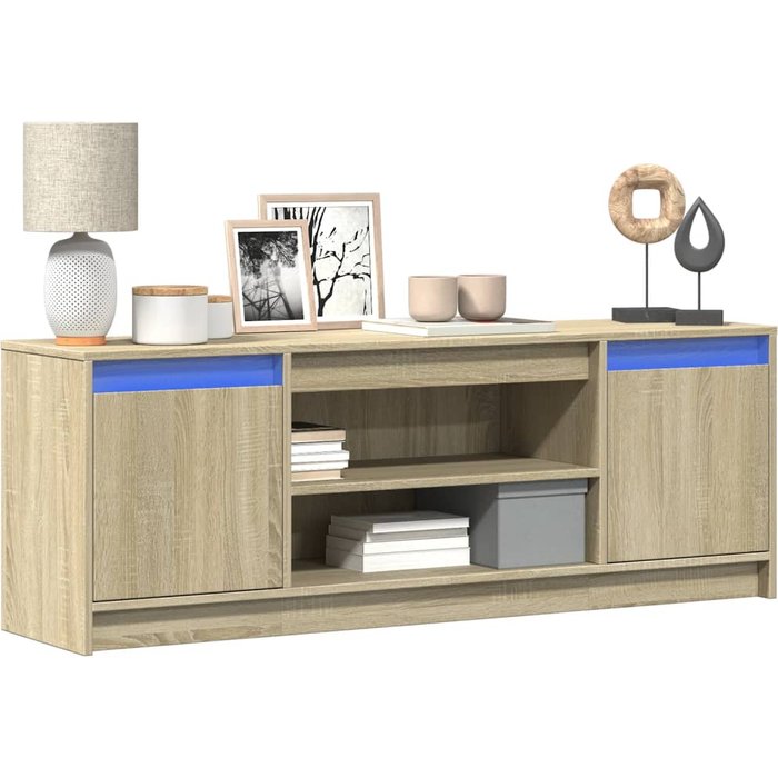 Mueble tv con led roble sonoma 139,5x34x50cm madera contrachapada