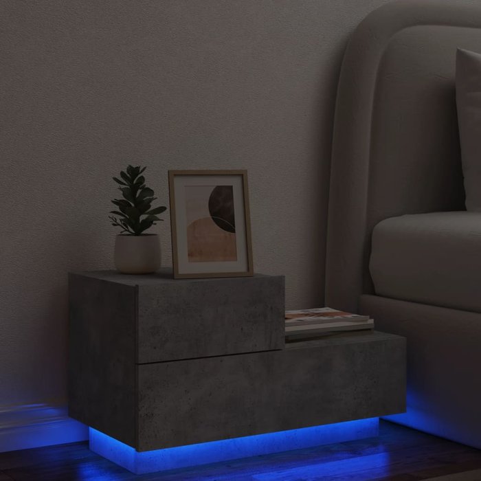 Maison exclusive - mesita de noche con luces led gris hormigón 70x36x40,5 cm