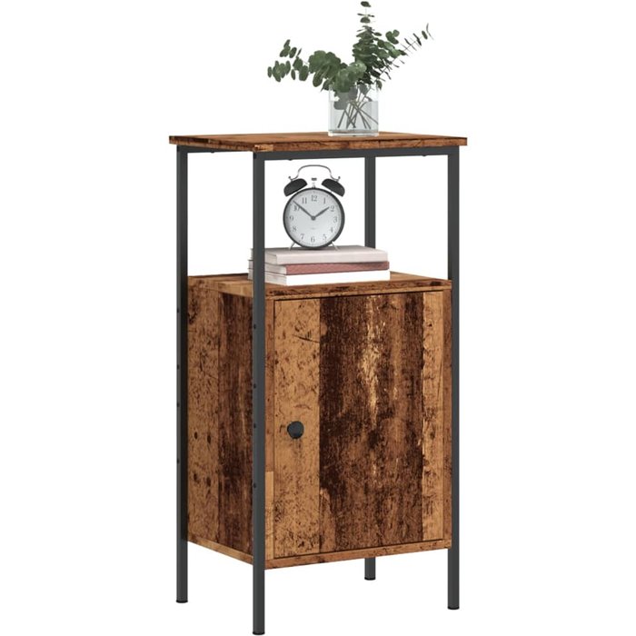 Mesita de noche de madera vieja 41x31x80 cm madera contrachapada