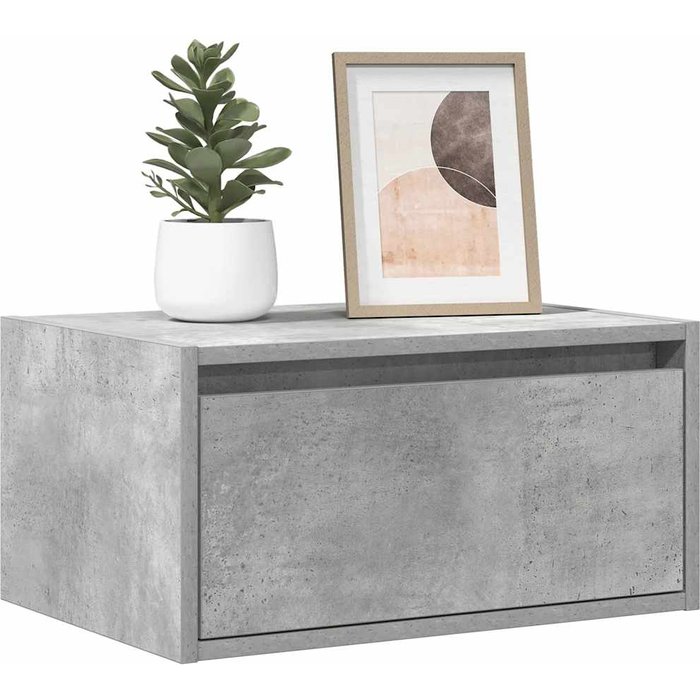 Mesita de noche de pared con luces led en gris hormigón