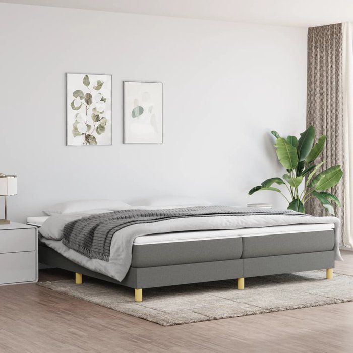 Maison exclusive - estructura de cama con somier tela gris oscuro 200x200 cm