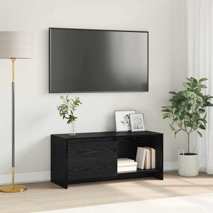Mueble de tv, roble negro, 90 x 35 x 40 cm, madera de ingeniería