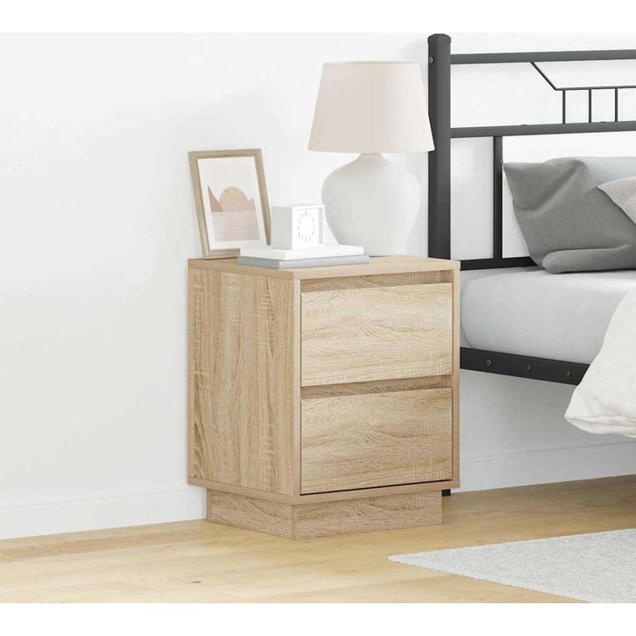 Mesilla de noche con cajón, roble sonoma, 39 x 34,5 x 50 cm