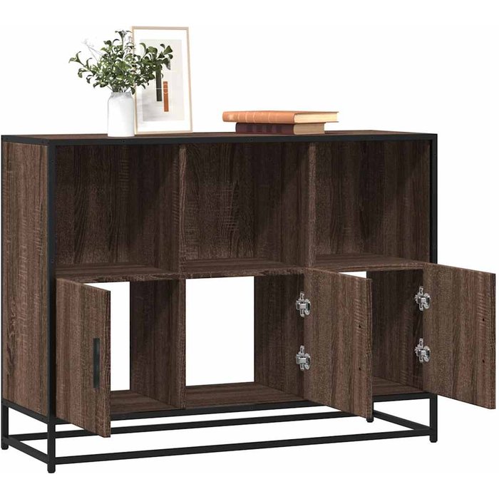 Aparador de roble marrón, 100x35x76 cm, madera de ingeniería.