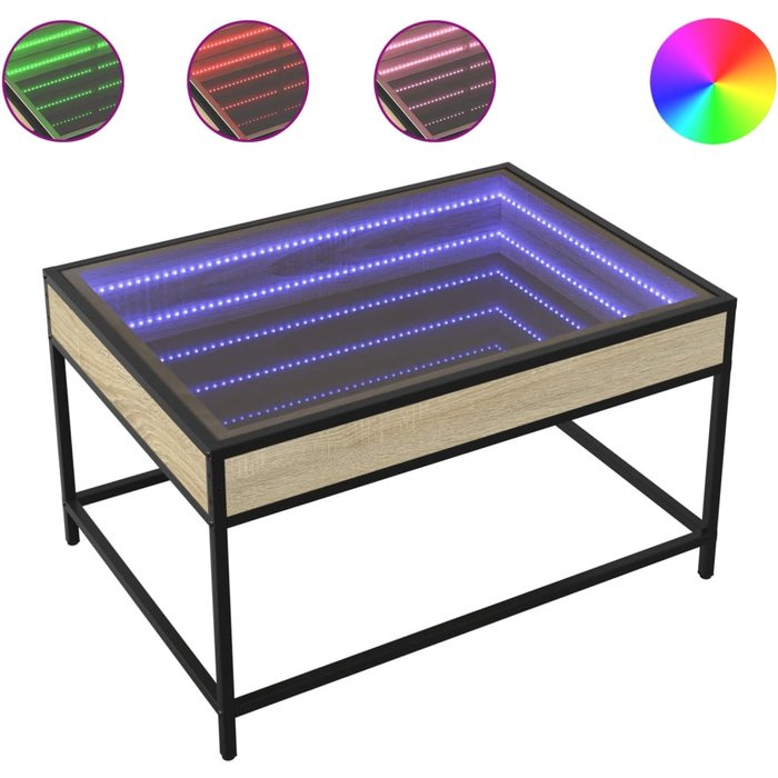 Mesa de centro con infinity led roble sonoma 70x50x41 cm - comfortxl