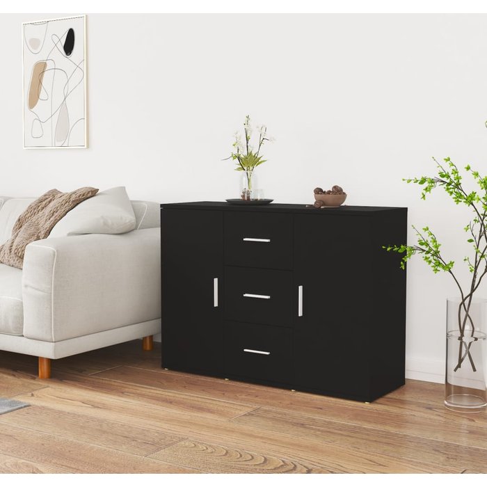 Aparador negro 91x29,5x65 cm madera contrachapada