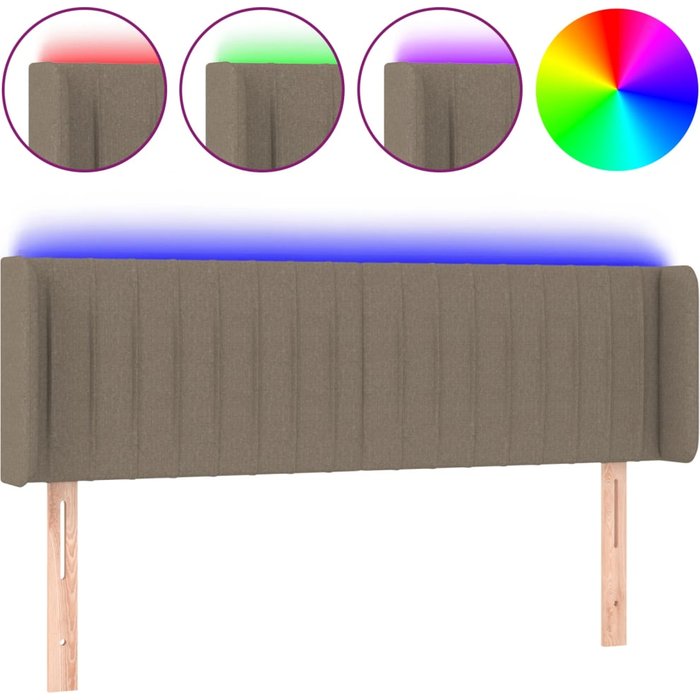 Cabecero cama - mueble cabecero con led de tela gris taupe 147x16x78/88 cm