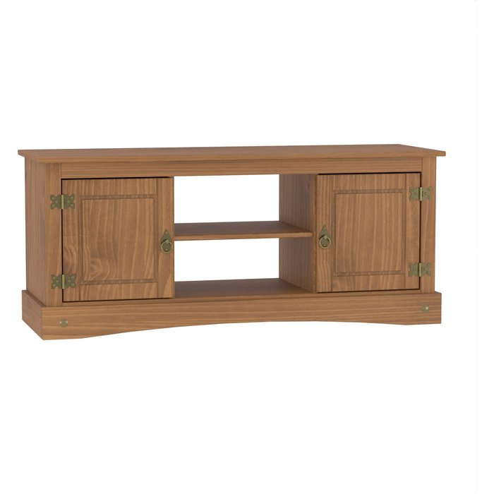 Mesa television 2 puertas rustica de pino 51x120x40 cm