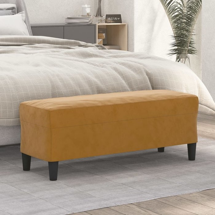 Banco interior | banco de terciopelo marrón 100x35x41 cm cfw65891