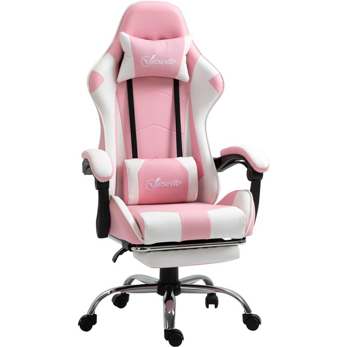 Silla gaming vinsetto plástico, espuma rosa 64x67x127 cm