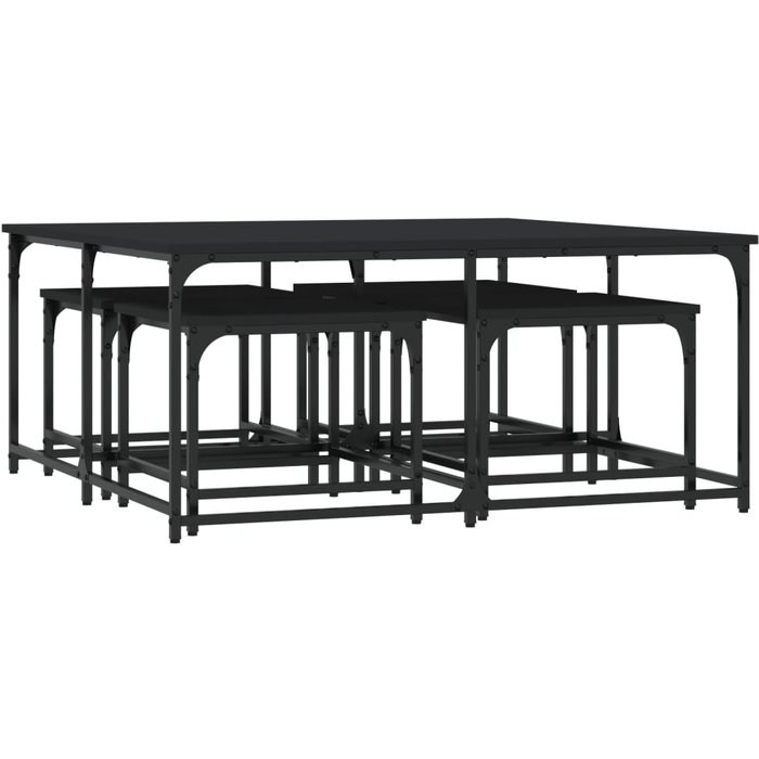 Mesas de centro apilables 5 piezas madera de ingeniería negro - comfortxl