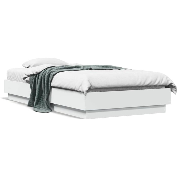 Estructura de cama blanca de madera contrachapada 75x190 cm