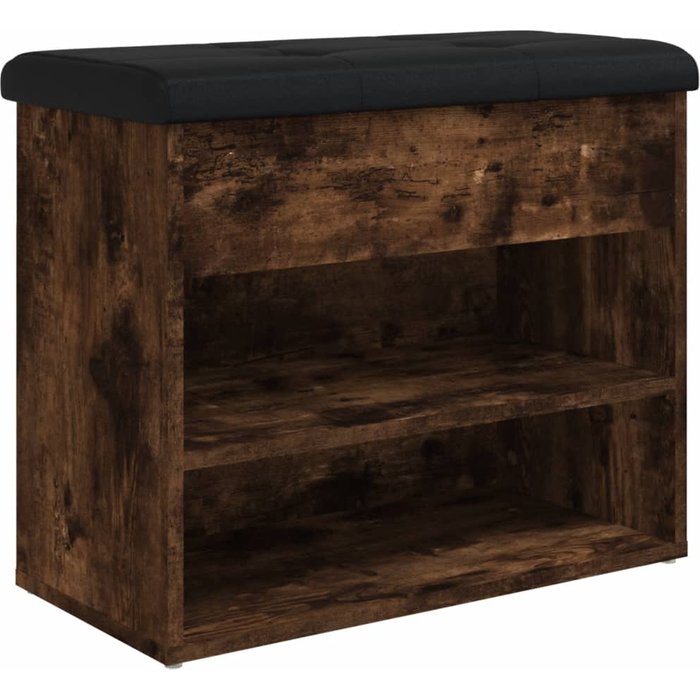 Banco zapatero madera de ingeniería roble ahumado 62x32x50 cm - comfortxl