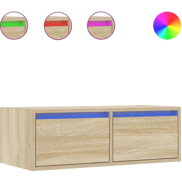 Mueble de tv con iluminación led roble sonoma 75x35,5x25 cm - comfortxl