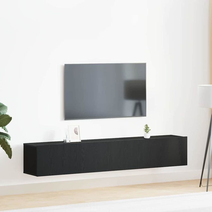 Conjunto de mueble de tv 2 pcs roble negro madera de ingeniería vidaxl