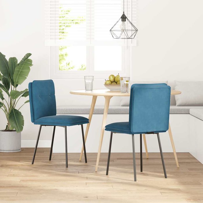 Sillas de comedor 2 uds | silla de cocina terciopelo azul cfw453489