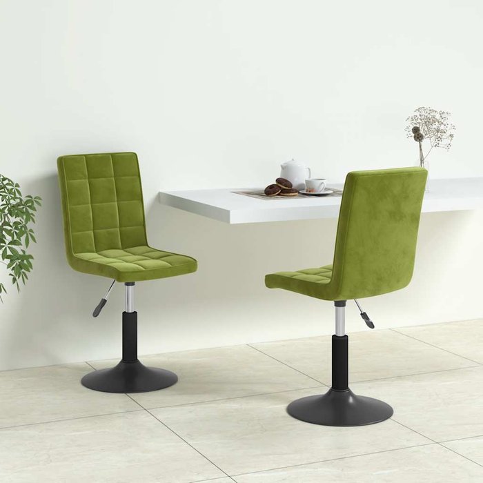 Sillas de comedor giratorias 2 uds de terciopelo verde claro vidaxl