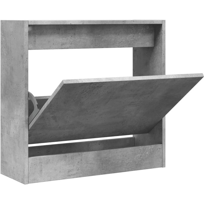 Zapatero de madera compuesta gris hormigón 60x21x57 cm - comfortxl