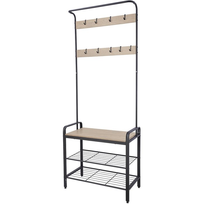 Perchero de pie vinthera moa acero negro 72 x 34 x 183 cm