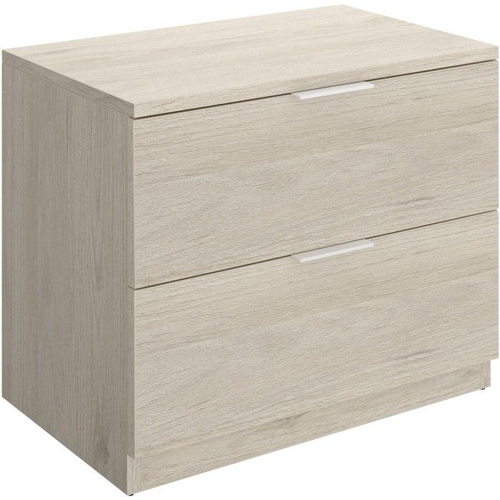 Mesita de noche 2 cajones turín natural - mesa auxiliar funcional 46x50x34 cm