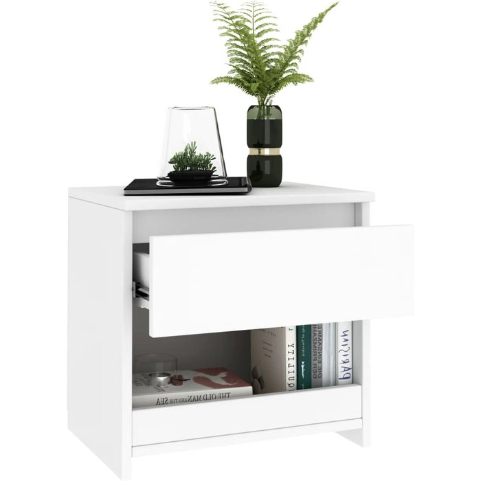 Mesitas de noche 2 uds aglomerado blanco 40x30x39 cm