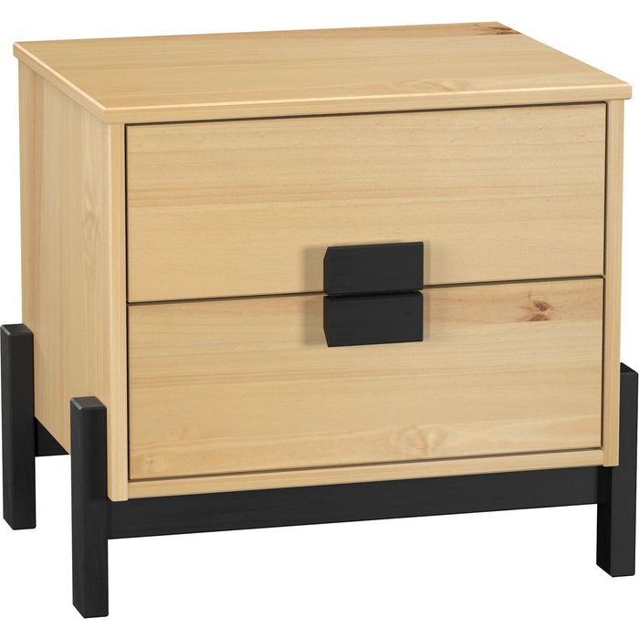 Mesita de noche 2 cajones de pino 48x54x40 cm