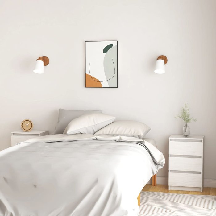 Mesitas de noche 2 unidades madera maciza pino blanco 40x29,5x64 cm