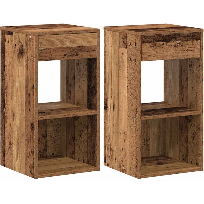 Mesillas de noche con cajón 2 uds madera vieja 35x34x66,5 cm - comfortxl