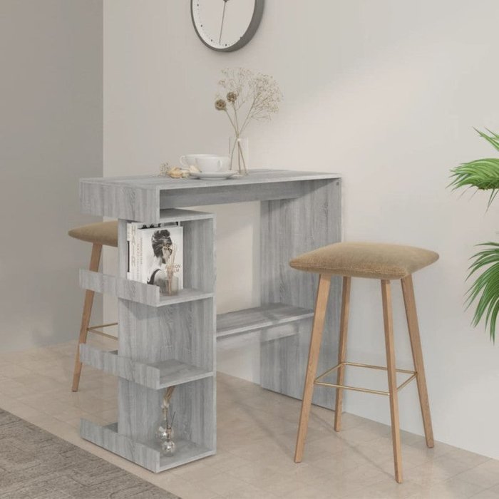 Vidaxl mesa bar estante almacenaje gris sonoma 100x50x101,5 cm