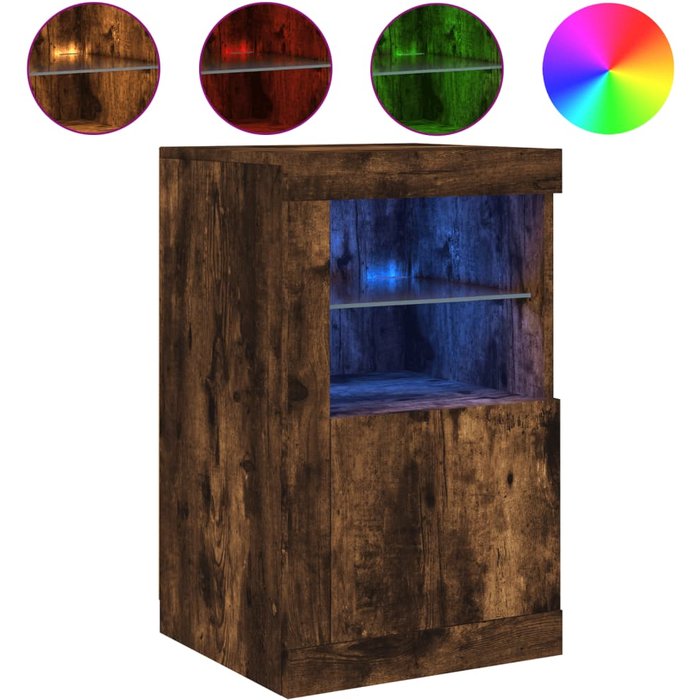 Aparador con luces led madera de ingeniería roble ahumado - comfortxl