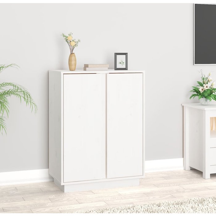 Vidaxl aparador de madera maciza de pino blanco 60x35x80 cm