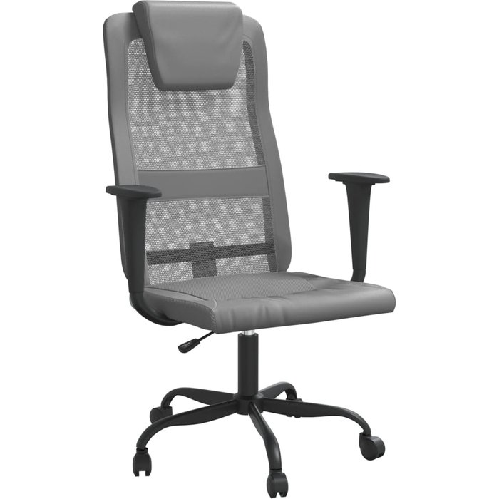 Silla de oficina | sillón oficina tela de malla y cuero sintético gris cfw55415