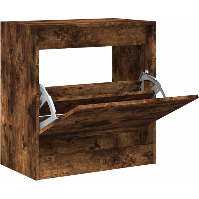 Zapatero de madera de ingeniería roble ahumado 60x34x63,5 cm - comfortxl