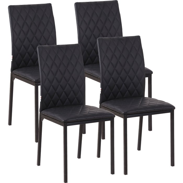 Conjunto 4 sillas tapizadas negras patas metal 120kg 41x50x91cm comedor