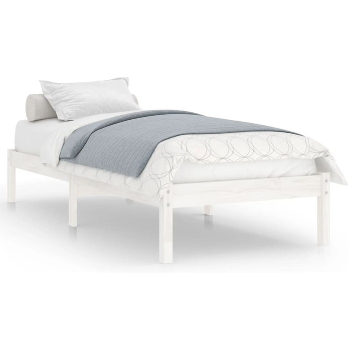 Estructura de cama individual peque?a sin colchón madera blanco — comfortxl
