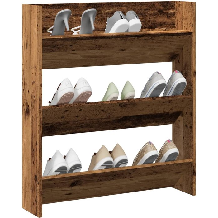 Maison exclusive - zapatero de pared madera de ingeniería envejecida 80x18x90 cm