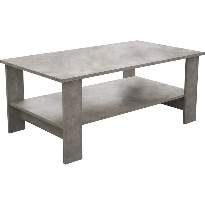 Mesa baja de salón de madera laminada con 2 estantes mike - color gris