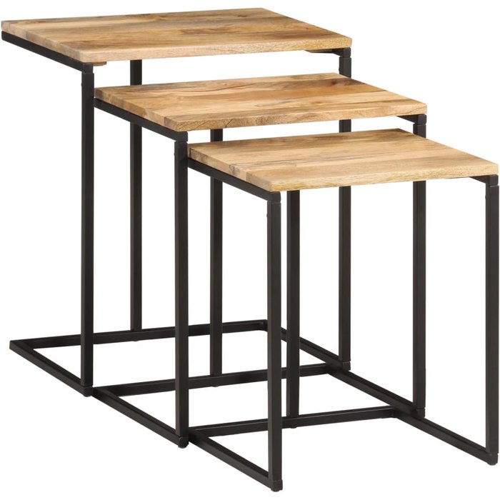 Mesas apilables 3 piezas madera maciza de acacia - comfortxl