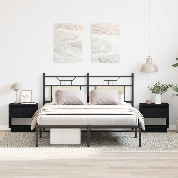 Mesita de noche con cajón, 2 piezas, roble negro, 45 x 34 x 44 cm